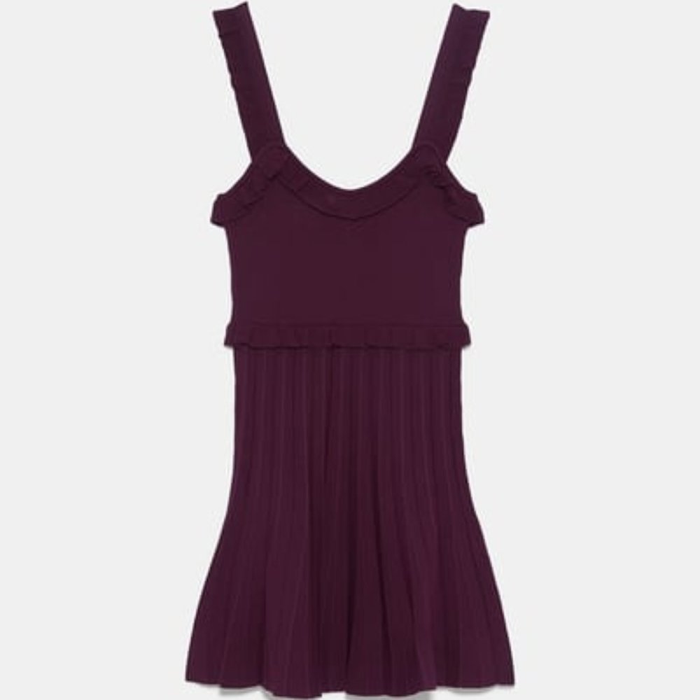 ZARA  PLEATED RUFFLED DRESS - S - WITH TAGS